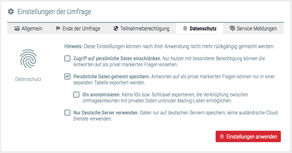 Datenschutz Questionstar